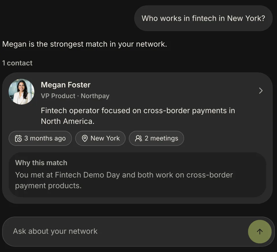 MeetLab assistant answering a question about your network